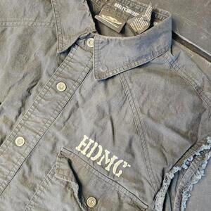 Vintage Harley-Davidson Sleeveless Denim Vest Black Cut-Off